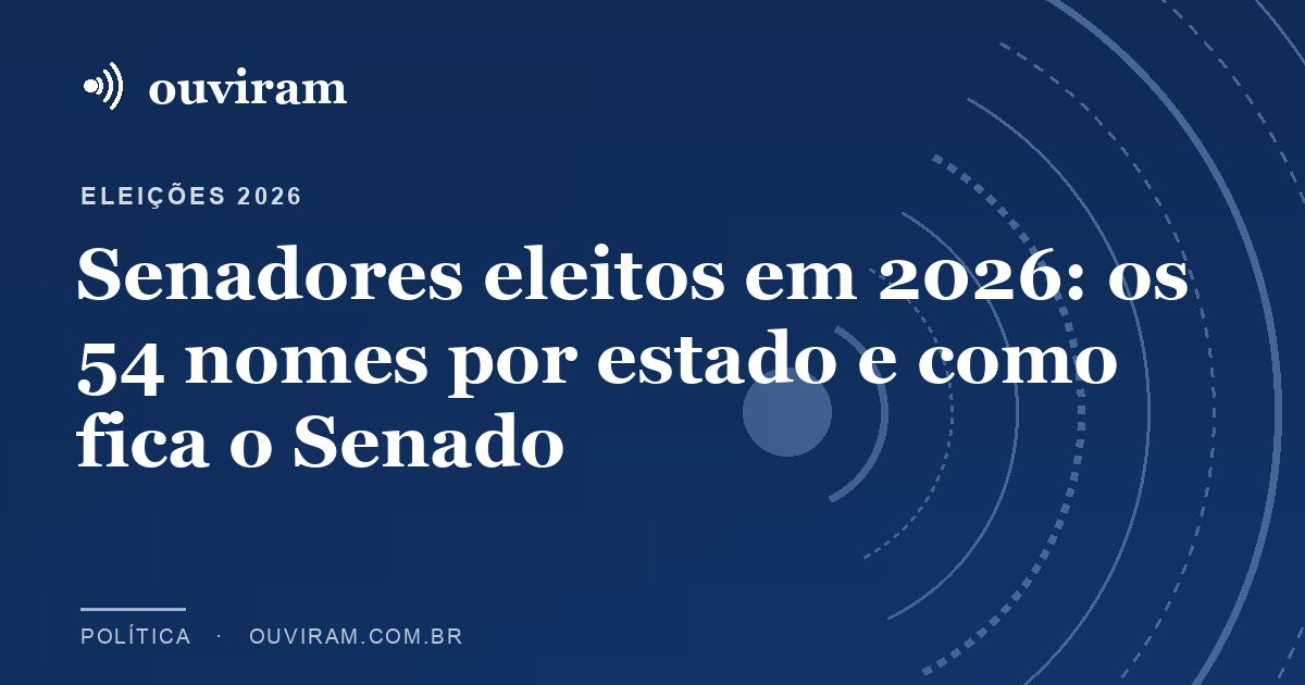 Senadores eleitos em 2026: os 54 nomes por estado e como fica o Senado
